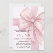 Pink Bow Baby shower Invitation Sjabloon Pink Ribb Kaart (Voorkant)