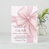 Pink Bow Baby shower Invitation Sjabloon Pink Ribb Kaart (Staand voorkant)