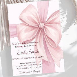 Pink Bow Baby shower Invitation Sjabloon Pink Ribb Kaart