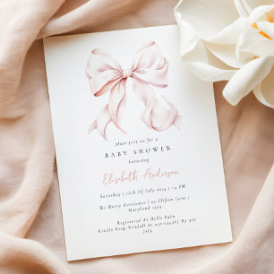 Pink Bow Baby shower Invitation - Spelling control Kaart