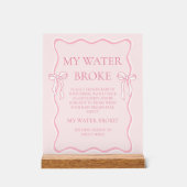 Pink Bow Baby shower My Water Broke spel Acryl Bord (Voorkant)