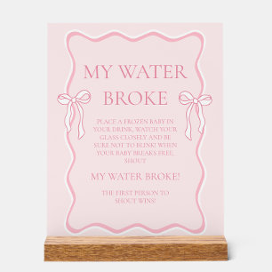 Pink Bow Baby shower My Water Broke spel Acryl Bord