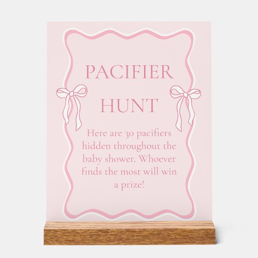 Pink Bow Baby shower Pacifier Hunt spel Acryl Bord