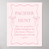 Pink Bow Baby shower Pacifier Hunt spel Poster (Voorkant)