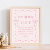 Pink Bow Baby shower Pacifier Hunt spel Poster