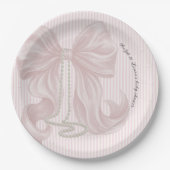 Pink Bow Baby Shower  Papieren Bordje (Voorkant)