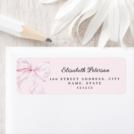 Pink Bow Baby shower Retour Adres Label (Insitu)