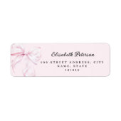 Pink Bow Baby shower Retour Adres Label (Voorkant)