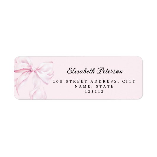 Pink Bow Baby shower Retour Adres Label (Voorkant)