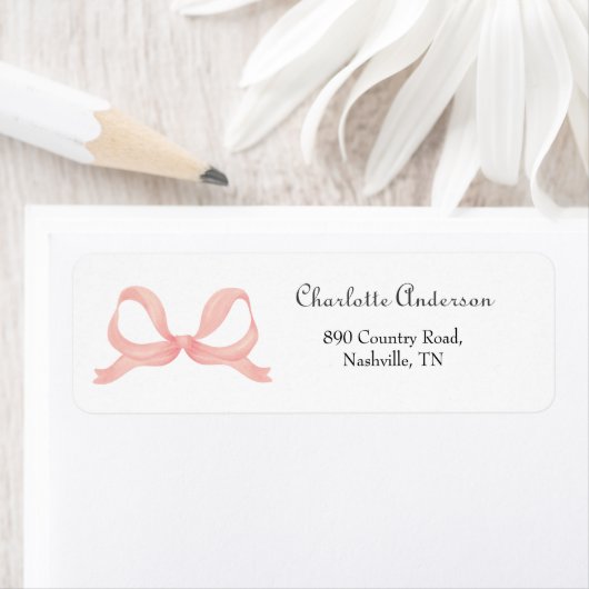 Pink Bow Baby shower retouradres Etiket (Insitu)