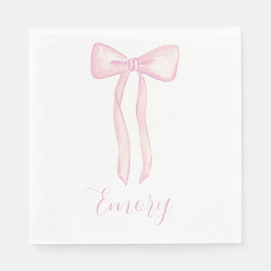 Pink Bow Baby shower servetten  (Voorkant)