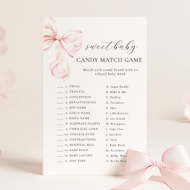 Pink Bow Baby shower SNOEP MATCH SPEL (Creator heeft geüpload)