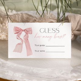 Pink Bow Baby shower spel Raad eens hoeveel bogen Informatiekaartje