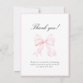 Pink Bow Baby Shower Thank You Note Card Notitiekaartje (Voorkant)