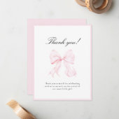 Pink Bow Baby Shower Thank You Note Card Notitiekaartje (Voorkant / Achterkant in situ)