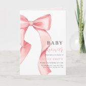 Pink Bow Baby shower Uitnodiging, Meisje Baby show (Voorkant)