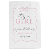 Pink Bow Baby shower Uitnodiging, Meisje Baby show Medium Cadeauzakje (Voorkant)