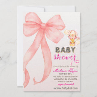 Pink Bow Baby shower UitnodigingssjabloonUitnodigi Kaart