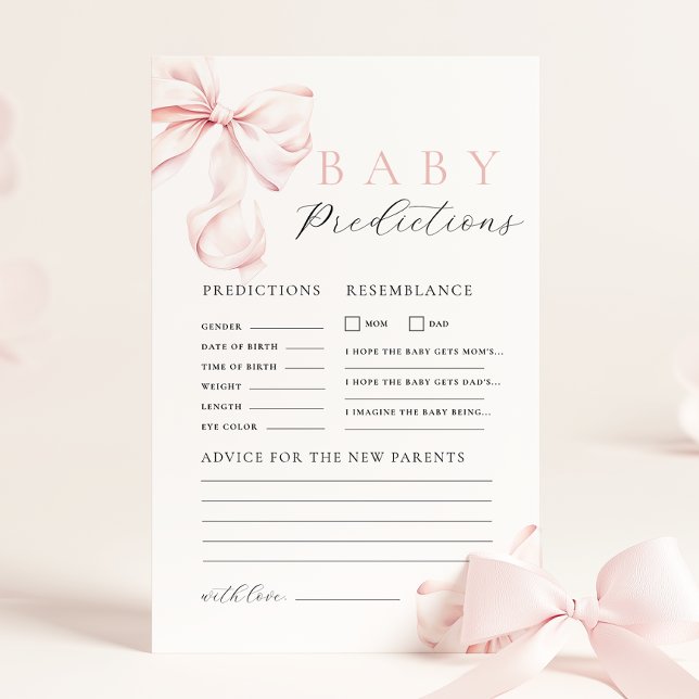 Pink Bow Baby shower Voorspelling & Advies Spel (Creator heeft geüpload)