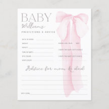 Pink Bow Baby shower VOORSPELLINGEN & ADVIES Spel
