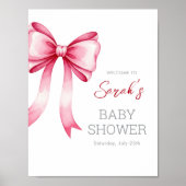 Pink Bow Baby Shower Welcome Sign – Physical Print (Voorkant)