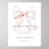 Pink Bow Baby shower Welkomstbord Poster (Voorkant)