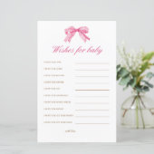 Pink Bow Baby shower Wensen voor Baby Advies (Staand voorkant)