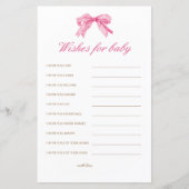 Pink Bow Baby shower Wensen voor Baby Advies (Voorkant)