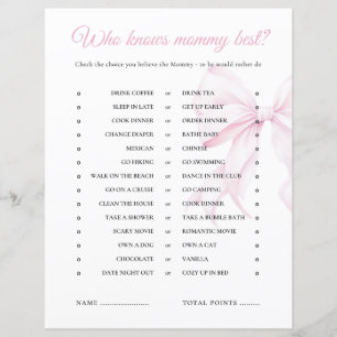 Pink Bow Baby shower Wie kent mama beste spel