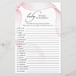 Pink Bow Baby shower Word Scramble spel