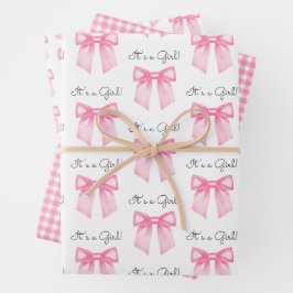 Pink Bow Baby shower Wrapping Paper