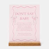Pink Bow Baby shower Zeg geen Baby spel Acryl Bord