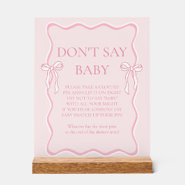 Pink Bow Baby shower Zeg geen Baby spel Acryl Bord