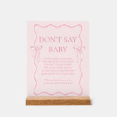 Pink Bow Baby shower Zeg geen Baby spel Acryl Bord (Voorkant)
