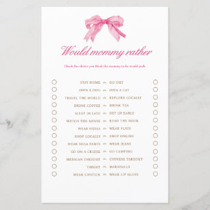 Pink Bow Baby shower zou mama liever spel