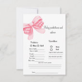 Pink Bow baby voorspelling Baby shower spel Kaart (Voorkant)