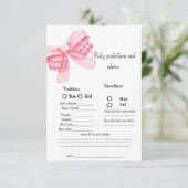 Pink Bow baby voorspelling Baby shower spel Kaart (Staand voorkant)