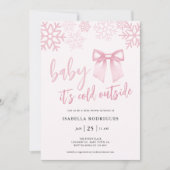 Pink Bow Baby zijn koude buiten Baby shower Kaart (Voorkant)