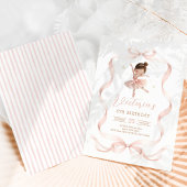 Pink Bow Ballerina Tutu Cute Girl Birthday Kaart
