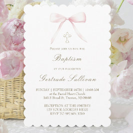 pink bow | Baptism girl Kaart