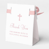 Pink Bow Baptism Small Tent Bedankdoosjes (Achterkant)
