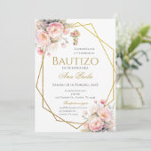 Pink Bow Baptism Spanish Kaart (Staand voorkant)