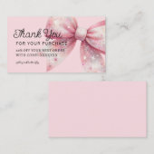Pink Bow Bedankt voor uw aankoop Visitekaartje (Voorkant / Achterkant)