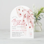 Pink Bow Berry Sweet Baby shower Arch Kaart (Staand voorkant)