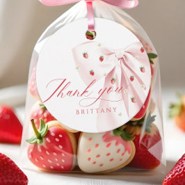 Pink Bow Berry Sweet Baby shower Bedankjes Labels
