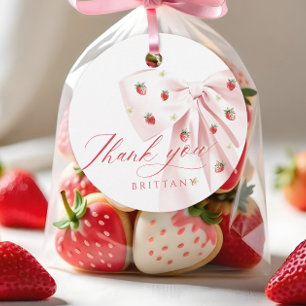 Pink Bow Berry Sweet Baby shower Favoriet Tags Bedankjes Labels