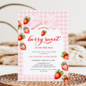 Pink Bow Berry Sweet Strawberry Baby shower Kaart
