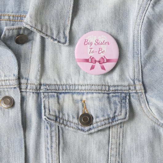 Pink Bow Big Sister om Baby shower Button te zijn (In situ)