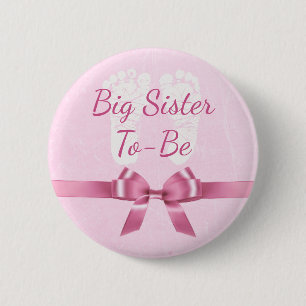 Pink Bow Big Sister om Baby shower Button te zijn