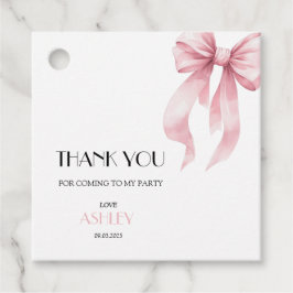 Pink Bow Birthday Invitation for Girls Bedankjes Labels